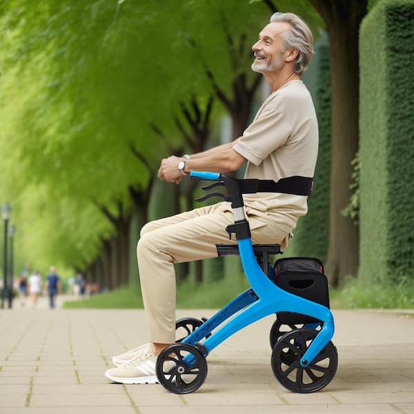 VEVOR Folding Rollator Walker 300 lbs. Load 4-Wheel Rolling