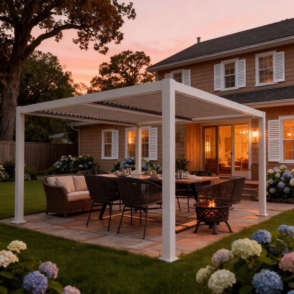 KOZYARD Elizabeth 12 ft. x 12 ft. White Aluminum Outdoor Louvered