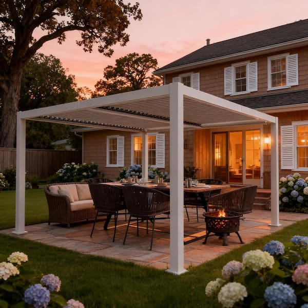 KOZYARD Elizabeth 12 ft. x 12 ft. White Aluminum Outdoor Louvered