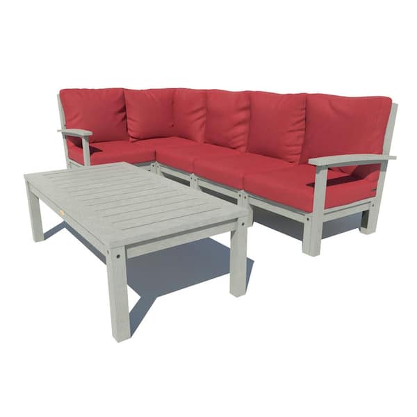 Highwood Bespoke Deep Seating 6-Piece Plastic Outdoor Sectional Set with Conversation Table and with Cushions