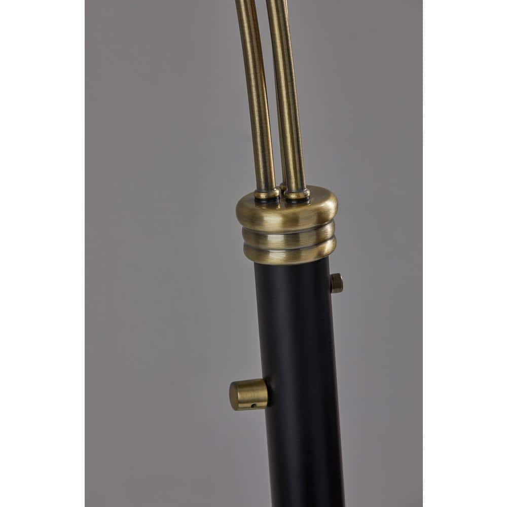 Mid-Century Modern 82" Black and Brass Arc Lamp with Multi-Head Design