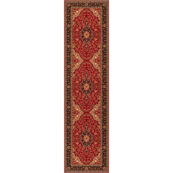 Well Woven Kings Court Gene Traditional Medallion Persian Red Machine Washable Low Pile 2 ft. x 7 ft. Indoor/Outdoor Runner Rug