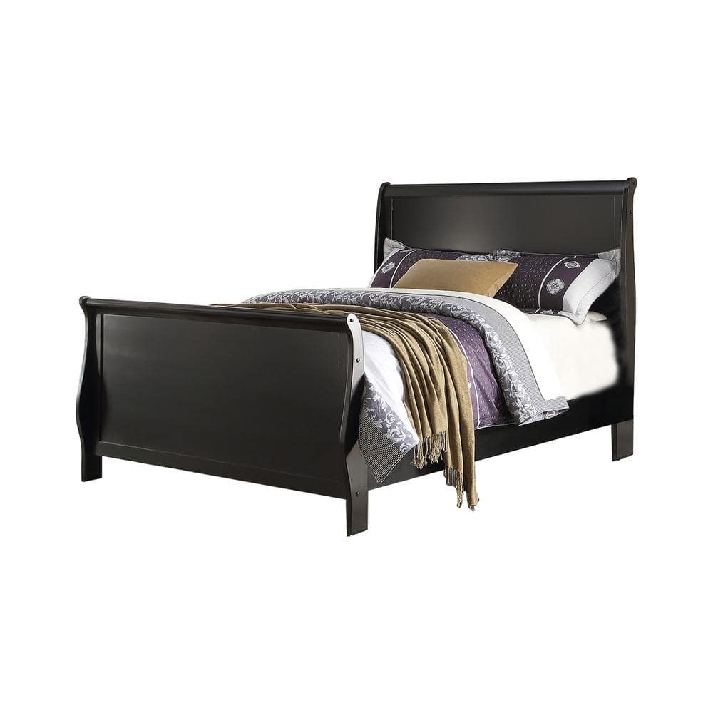 Black Finish Full Size Wood Bed
