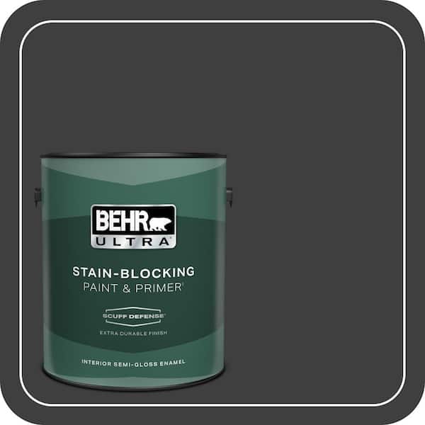 BEHR ULTRA 1 gal. Black Extra Durable Semi-Gloss Enamel Interior Paint & Primer