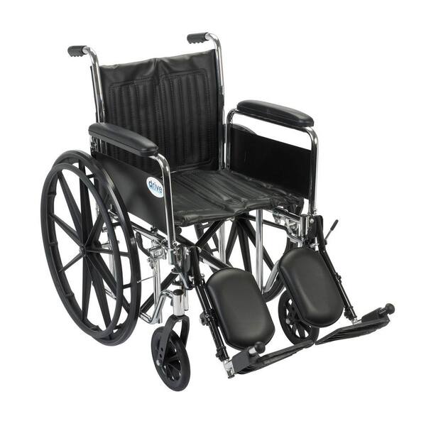 Drive Chrome Sport Wheelchair with Detachable Full Arms and Elevating Leg Rests