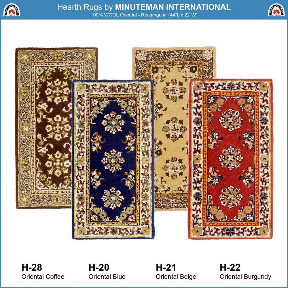 Blue Oriental Wool Rectangular Hearth Rug