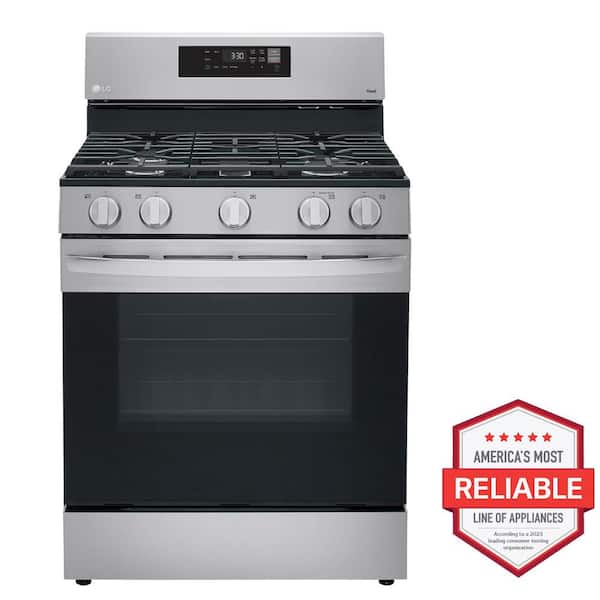 LG 5.8 cu. ft. Smart Wi-Fi Enabled Fan Convection Gas Single Oven Range with AirFry and EasyClean in Stainless Steel