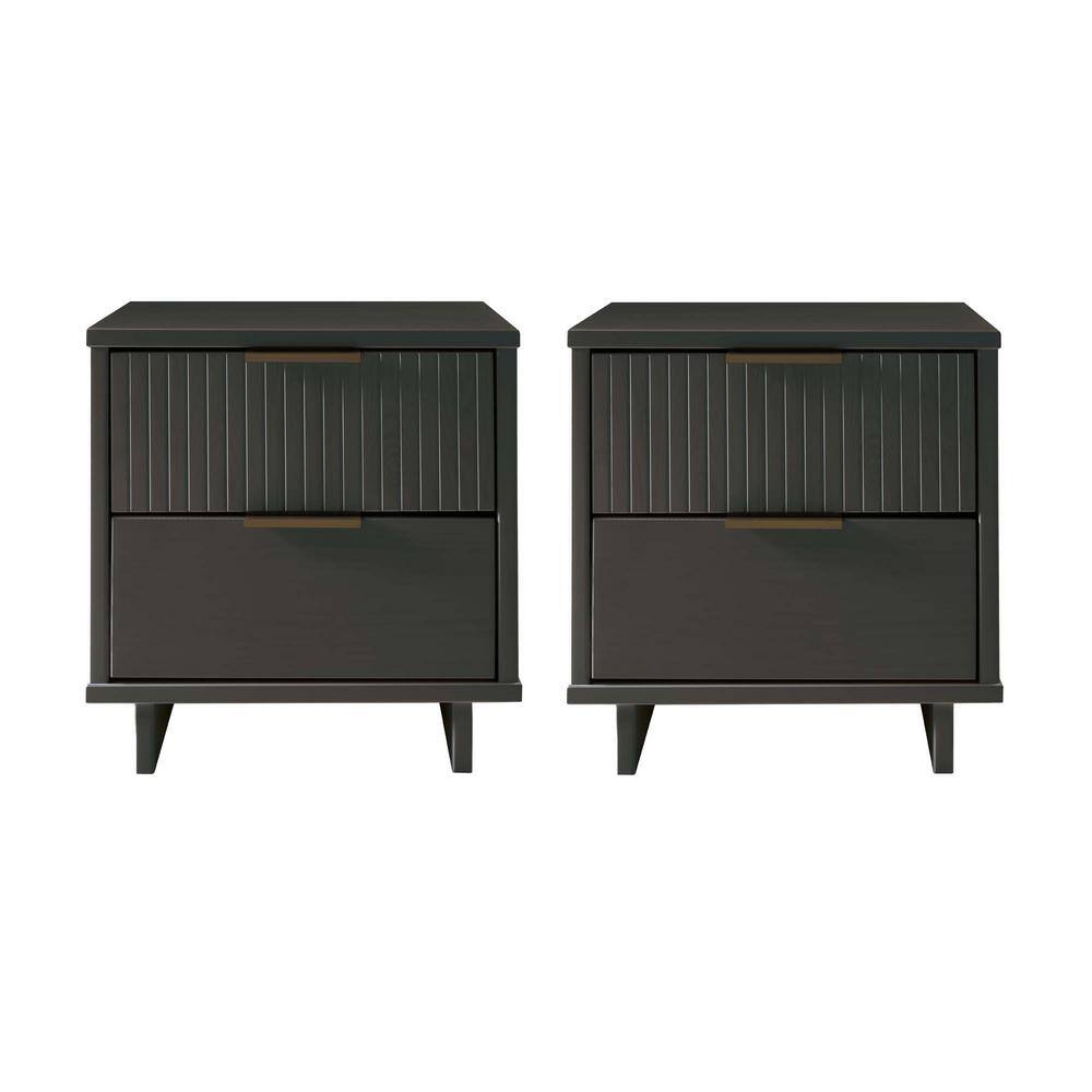 Granville Dark Gray Pine 2-Drawer Nightstands Set of 2