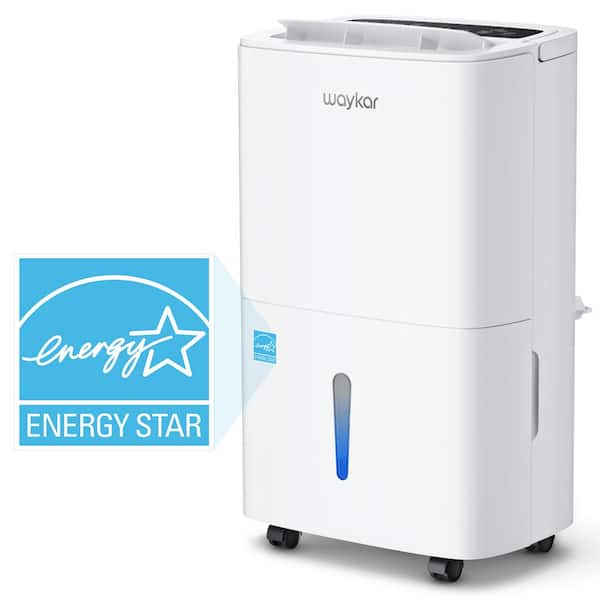 waykar 150pt.7000 Sq. Ft. Energy Star Residential Dehumidifier for Bedroom, Basement or Wet Rooms in. White with Bucket