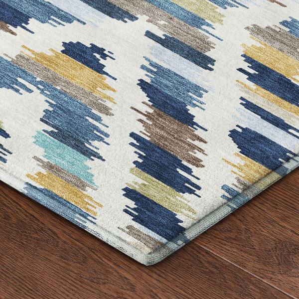 Mayfield Premium Machine Washable Abstract AMF2453 Navy 9 ft. x 12 ft. Area Rug