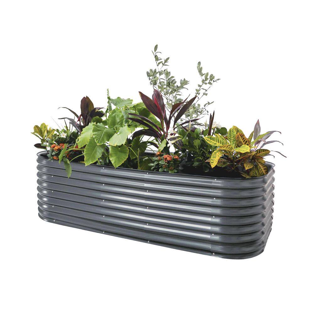 26" Extra Tall 10 in 1 Modular Raised Planter Garden Bed Kits, for Vegetables Flowers Fruits Modern Gray