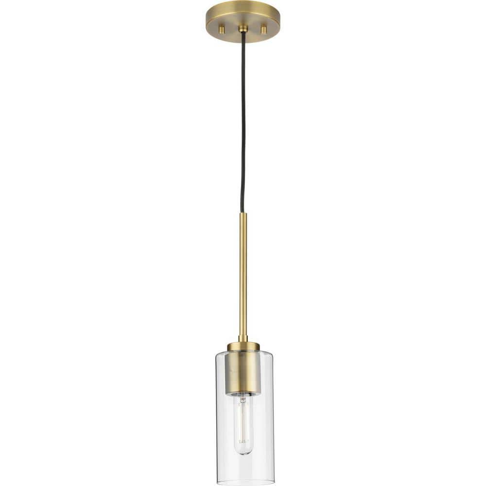 Elegant Cofield 14" Vintage Brass Pendant with Glass Shade