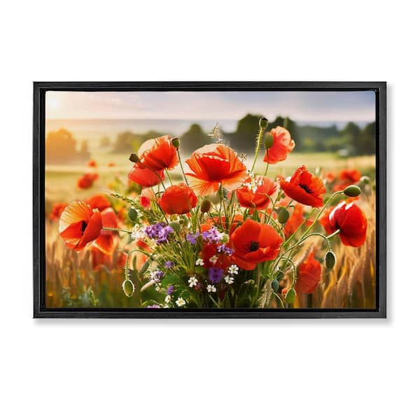 Stupell Industries Bright Sunlit Spring Meadow by Alina Georgescu Black Floater Frame Nature Graphic Art Print 17 in. x 25 in.