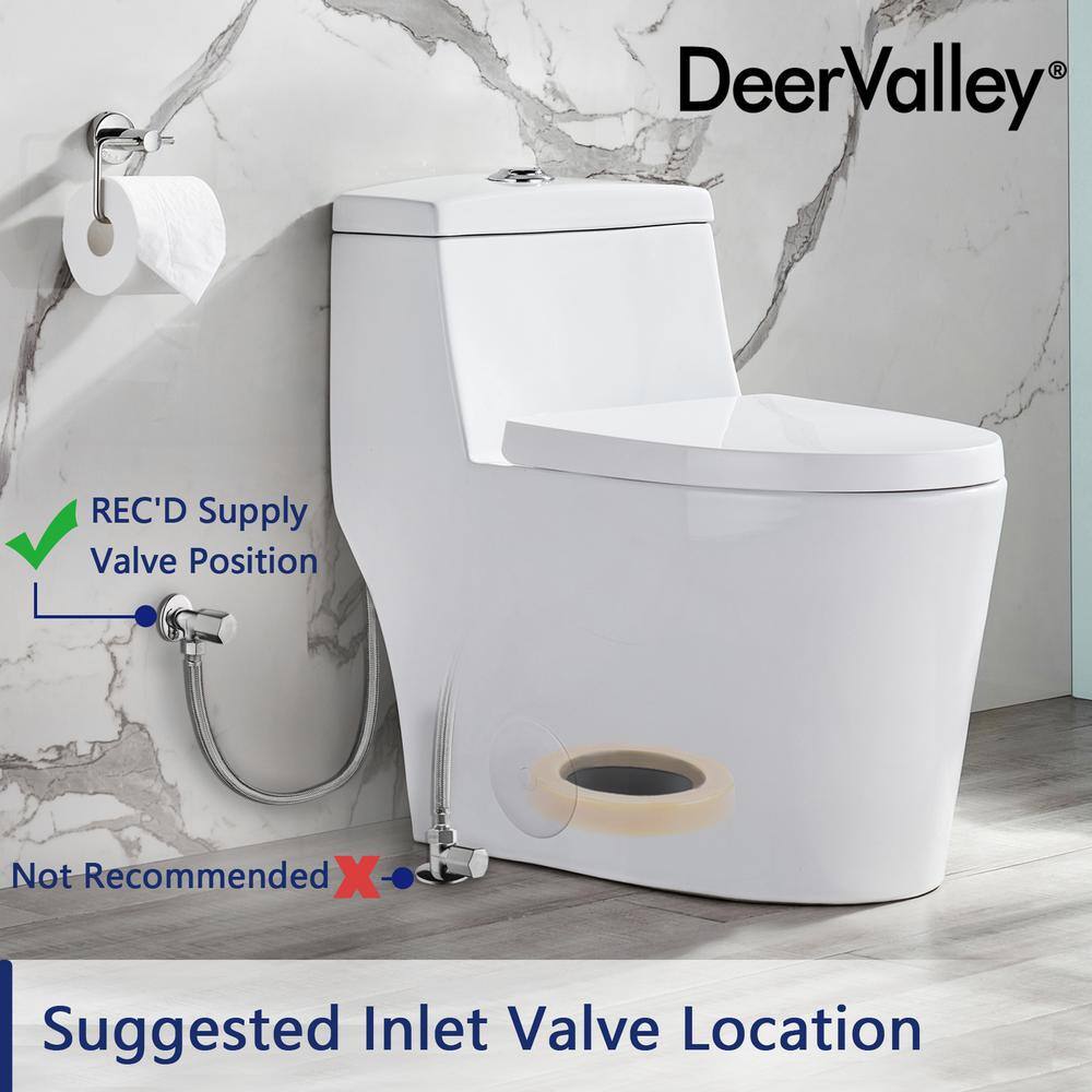 White Elongated Dual-Flush One-Piece Toilet with Silver Button