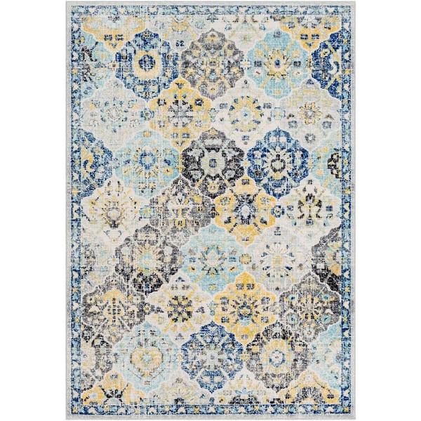Demeter Dark Blue 5 ft. 3 in. x 7 ft. 3 in. Floral Area Rug