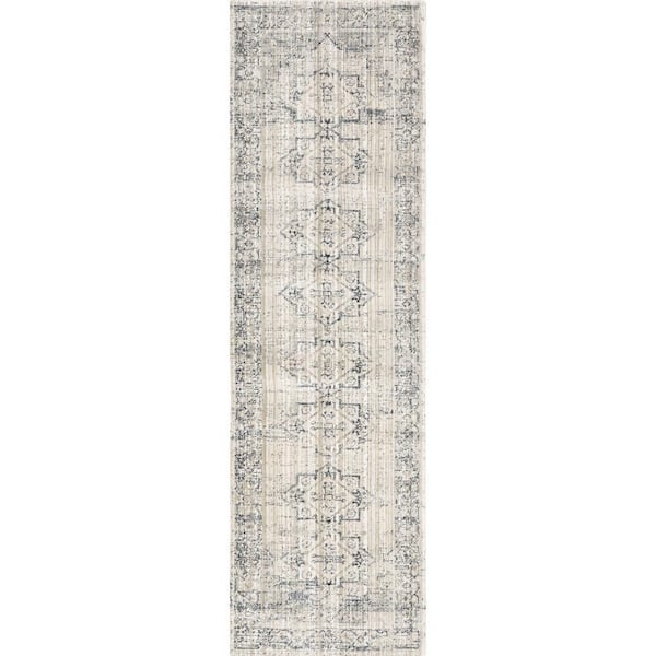 Zelly Medallion Washable Beige 2.6 ft. x 6 ft. Outdoor Area Rug