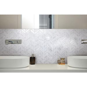 Pistoria White 4 in. x 4 in. Marble Peel and Stick Wall Mosaic Tile (0.11 sq.ft./Each)