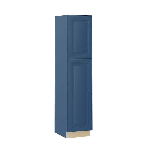 Home Decorators Collection Grayson 18 in. W x 24 in. D x 90 in. H Assembled Plywood Pantry Kitchen Cabinet in Mythic Blue with Soft Close LH