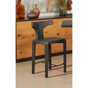 24.25 Costello Black Standard Back Wood Frame Bar Stool with Wood Seat