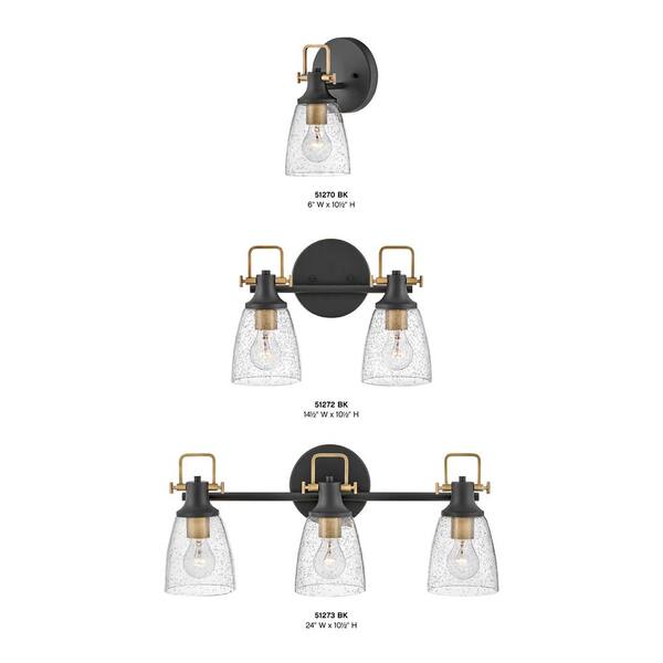 HINKLEY - Easton 24.0 in. 3-Light Black Vanity Light