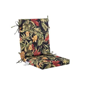 Outdoor Patio Dining High Back Chair Cushions with Removable Cover, Chair Seat Cushion 42" L x 21" W x 3" H,Black Floral