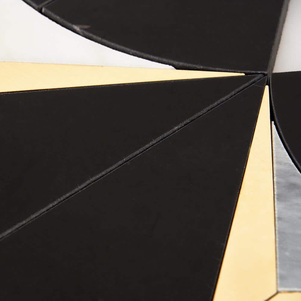 Larvotto Black Marble and Brass Diamond Mosaic Wall Tile