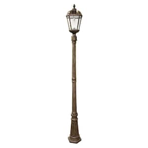Royal Bulb Series 1-Light Weathered Bronze Outdoor Weather Resistance Integrated LED Solar Lamp Post Light Set
