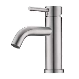 Single Handle Single Hole Low-Arc Bathroom Faucet in Brushed Nickel