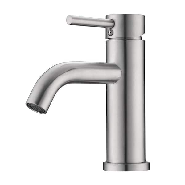 PROOX Single Handle Single Hole Low-Arc Bathroom Faucet in Brushed Nickel