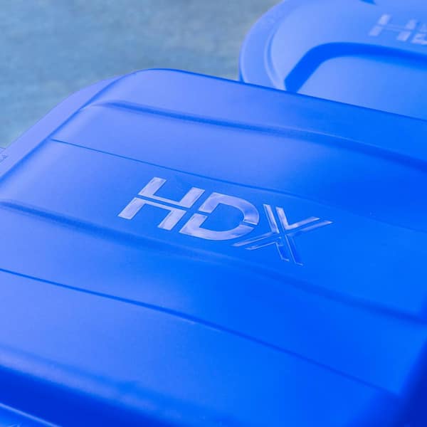 HDX 45 Gal. Blue Outdoor Vented Recycling Trash Can with