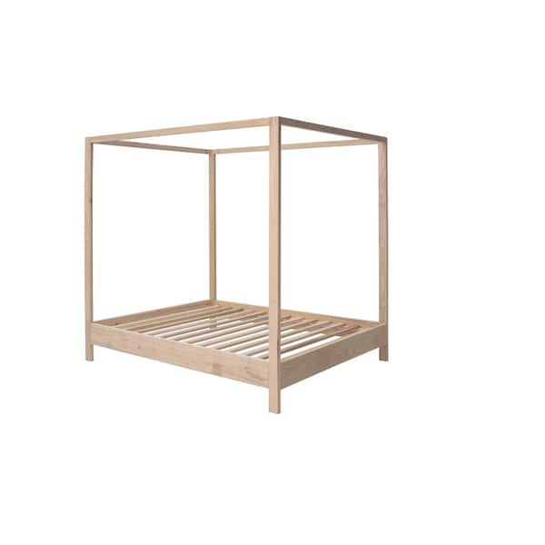 American Furniture Classics Kraftsman Series Natural Queen Size Canopy Bed with Raised Platform