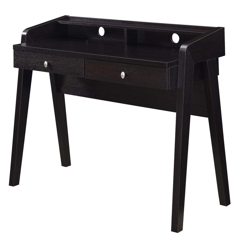 Espresso 42" Wood Desk with Drawers and Shelf