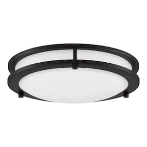 Flaxmere 12 in. Modern Satin Bronze 3 CCT Integrated LED Flush Mount for Kitchens or Bedrooms