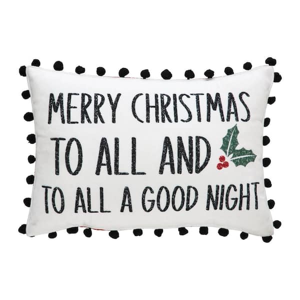Annie Red Check 9.5 in. x 14 in. To All A Good Night Throw Pillow
