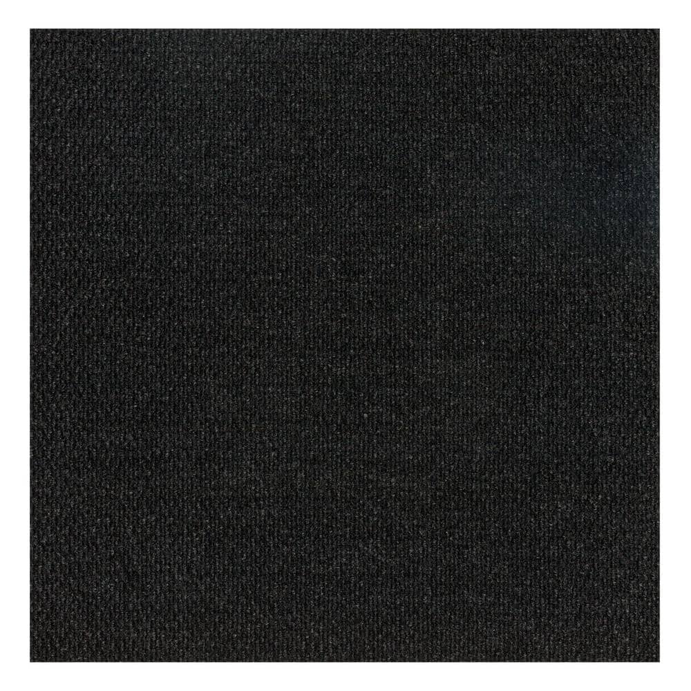 24" Charcoal Polyester Peel and Stick Carpet Tiles - Pack of 10