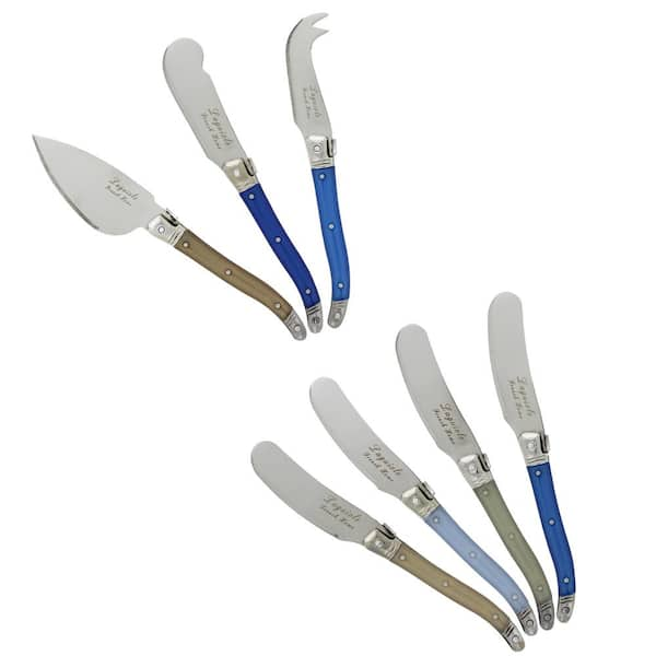 French Home 7 Piece Laguiole Cream and Blue Cheese Knife and