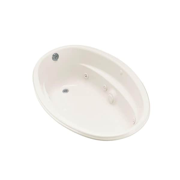KOHLER 5 ft. Acrylic Oval Drop-in Whirlpool Bathtub in White with Heater