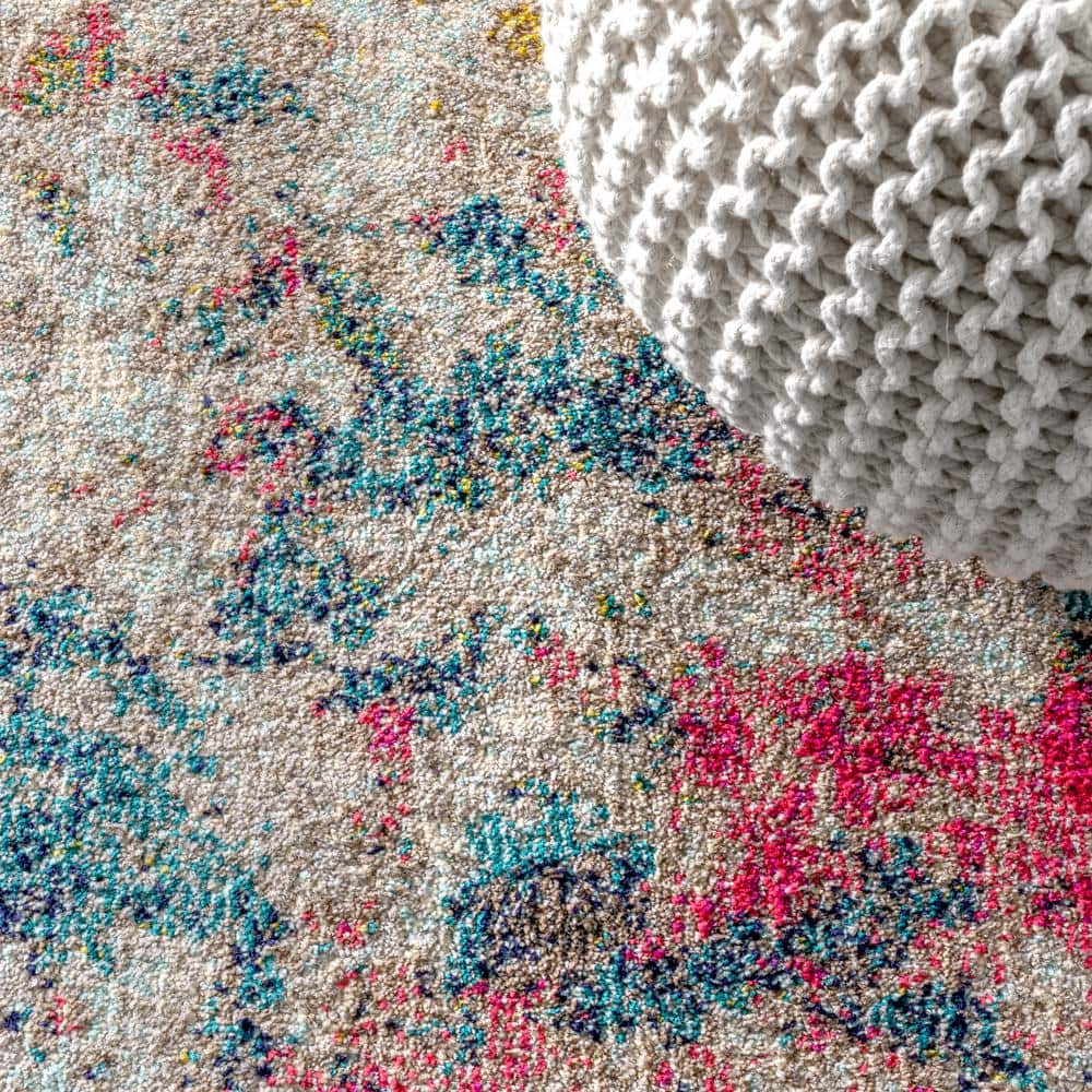 Yellow and Multicolor Abstract Synthetic Flat Woven Area Rug