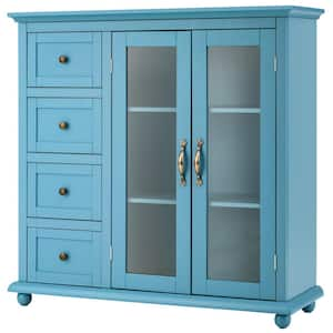 Blue Buffet Sideboard Table Kitchen Storage Cabinet with Drawers and Doors