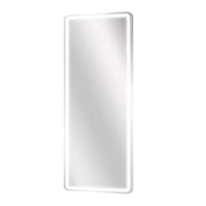 White 19.7 in. W x 63 in. H LED Rectangular Rounded Full-length Mirror Floor Mirror