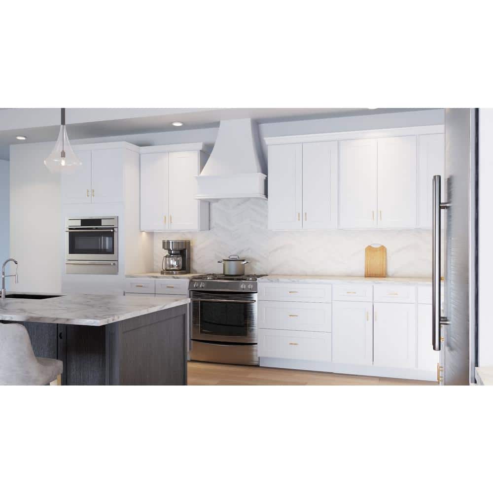 Shaker White Solid Wood 3-Drawer Base Kitchen Cabinet