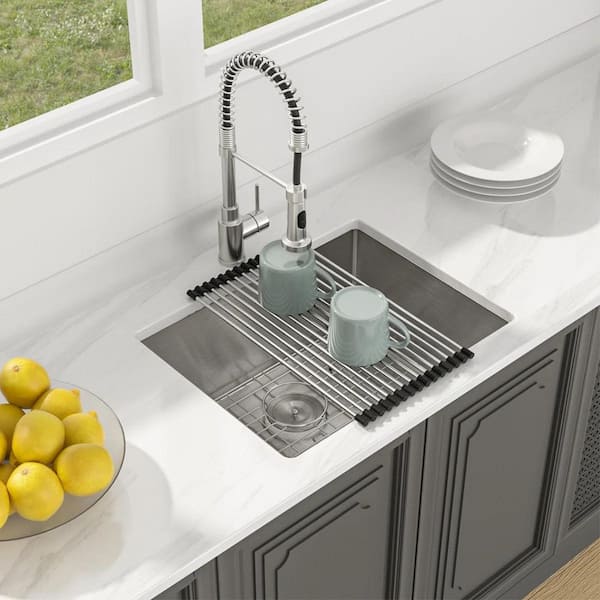 LORDEAR 21 in. x 18 in. T304 Stainless Steel 16-Gauge Undermount Bar Sink With Bottom Grid and Strainer