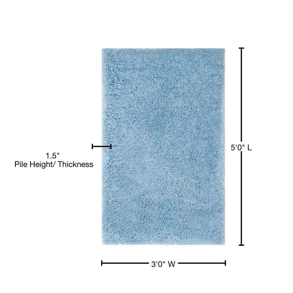 Hand-Tufted Rippling Light Blue Synthetic Shag Rug 3' x 5'