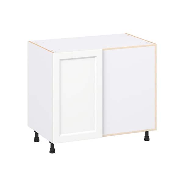 Laramie 39 in. W x 24 in. D x 34.5 in. H Assembled Right Pullout Blind Corner Kitchen Cabinet in Painted Bright White