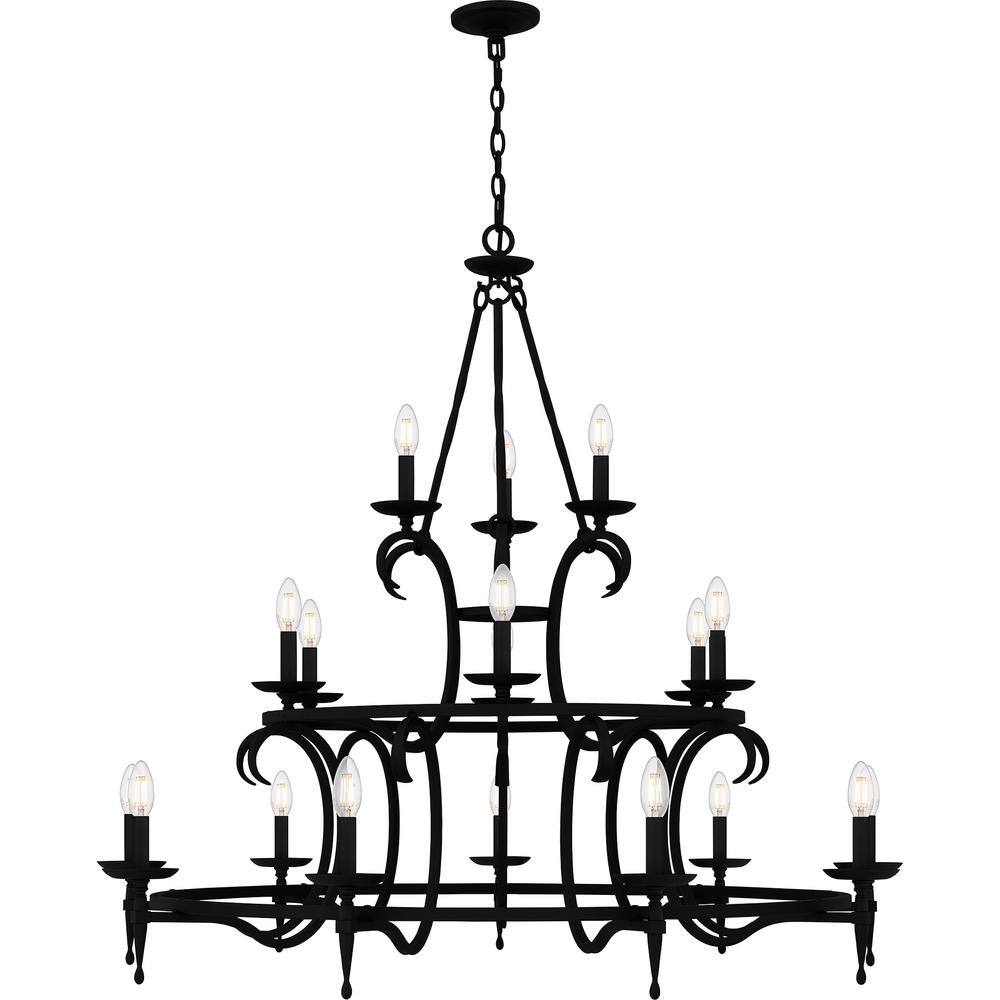 Octavia Black Iron 18-Light Candle Chandelier