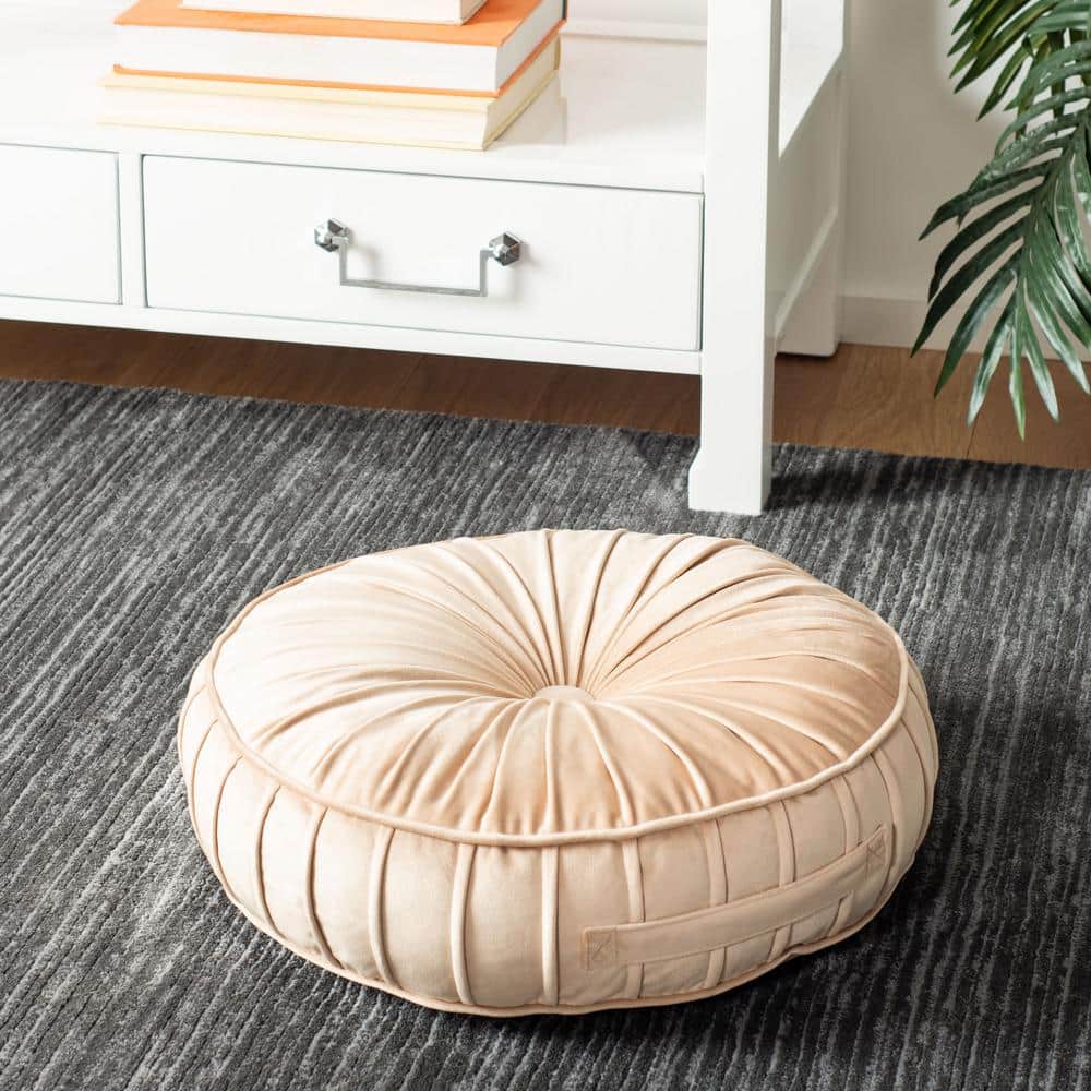 Champagne Velvet 18" Round Tufted Floor Pillow
