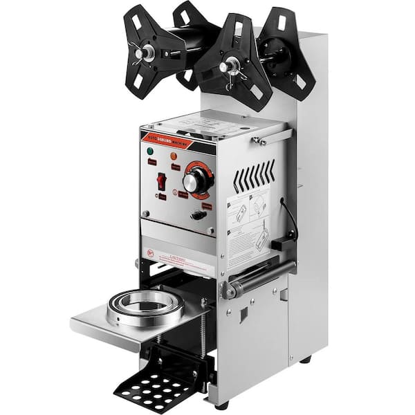 SVOPES Semi-Automatic Cup Sealing Machine, 300-500 Cups/h, Silver Boba Tea Sealer, 90/95 mm Cup Diameter with Control Panel