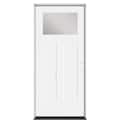 Masonite MProtect Double Water 36 in. x 80 in. Craftsman Left-Hand 1/4 Lite Decorative Glass White Fiberglass Prehung Door w/NBM