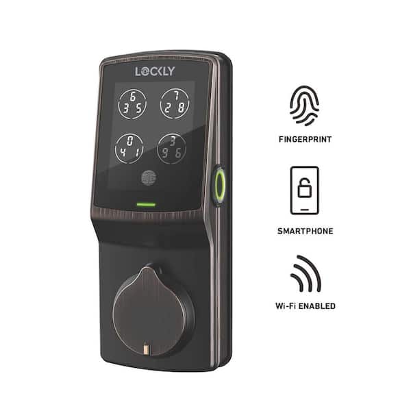 Lockly Secure Pro Venetian Bronze Deadbolt WiFi Smart Lock with 3D Fingerprint, Hack-proof Keypad, Mobile app, Alexa/Hey Google