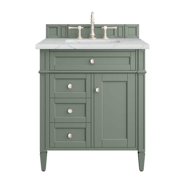 James Martin Vanities Brittany 30.0 in. W x 23.5 in. D x 33.8 in. H Bathroom Vanity in Smokey Celadon with Ethereal Noctis Quartz Top